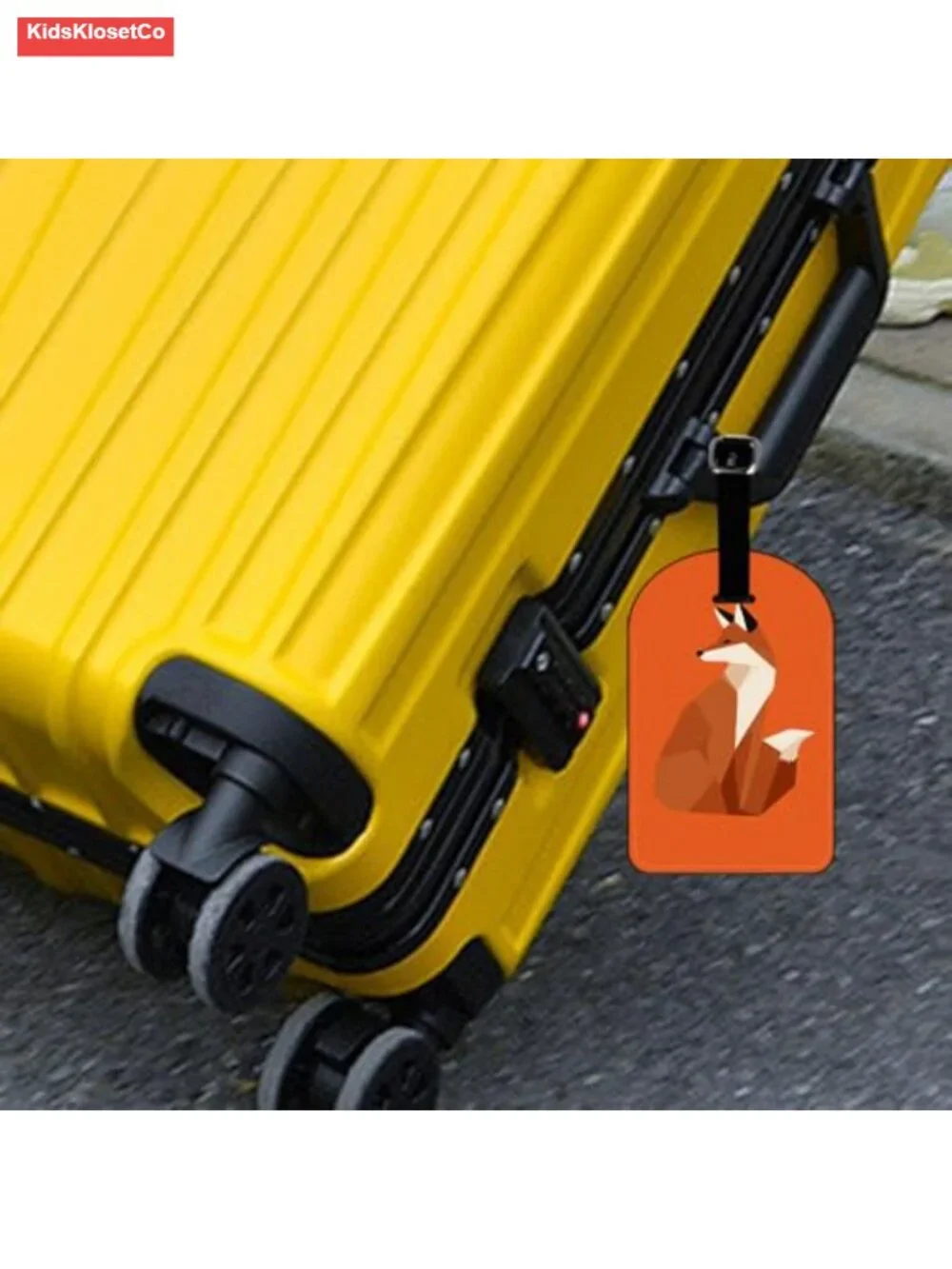 PU Leather Luggage Tag with Privacy Flap, Red Fox Design, Travel ID Tag for